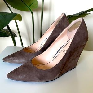 Gray Suede Wedge Heels